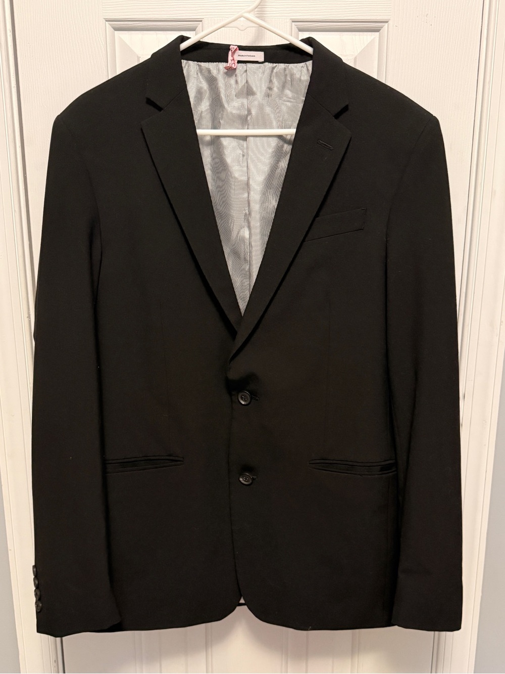 JF J Ferrar Black Slim Fit‎ Blazer Sport Coat 41R Double Vent Two Button